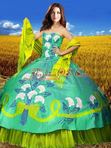Pretty Multi-color Sweetheart Neckline Embroidery 15 Quinceanera Dress Sleeveless Lace Up