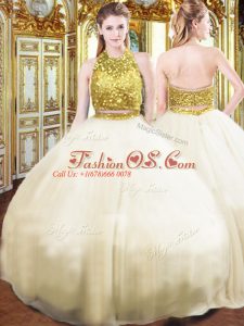 Sleeveless Zipper Floor Length Beading Sweet 16 Dresses