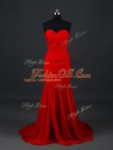 Sleeveless Brush Train Ruching Side Zipper Homecoming Dress