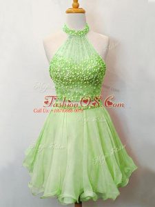 Exquisite Halter Top Sleeveless Organza Damas Dress Beading Lace Up