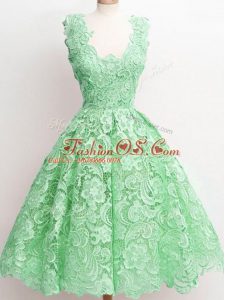 Green Straps Neckline Lace Wedding Party Dress Sleeveless Zipper