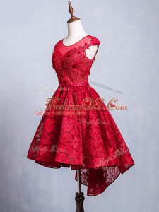 Custom Fit Scoop Short Sleeves Lace Up Red Lace