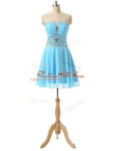 Fantastic Beading Cocktail Dresses Baby Blue Lace Up Sleeveless Mini Length