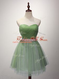 Green Sweetheart Lace Up Beading and Ruching Bridesmaids Dress Sleeveless