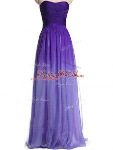 Multi-color Empire Chiffon Sweetheart Sleeveless Ruching Floor Length Lace Up Homecoming Dress Online