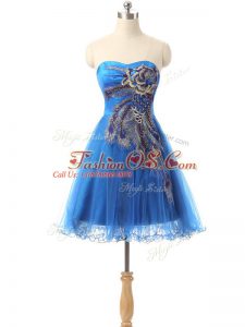 Eye-catching Tulle Sleeveless Mini Length Prom Evening Gown and Appliques