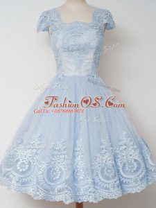 Cap Sleeves Lace Zipper Dama Dress for Quinceanera