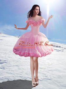 Lovely Sleeveless Lace Up Mini Length Hand Made Flower Prom Gown