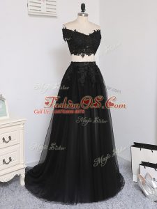 Super Black Off The Shoulder Zipper Beading Military Ball Gown Sleeveless