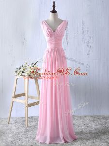 Sleeveless Ruching Zipper Bridesmaid Gown
