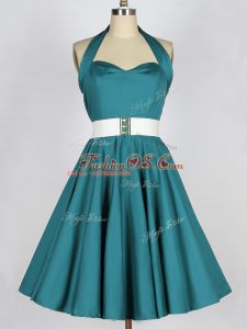 Fashionable Teal Sleeveless Taffeta Lace Up Vestidos de Damas for Prom and Party and Wedding Party