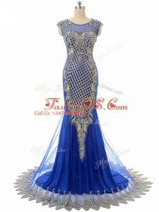 Tulle Sleeveless Formal Evening Gowns and Beading and Lace and Appliques