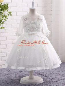 Scoop Short Sleeves Lace Little Girls Pageant Dress Lace and Appliques Zipper