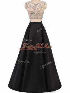 Black Sleeveless Beading Floor Length Military Ball Gowns