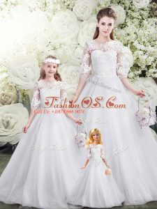 Tulle Half Sleeves Sweet 16 Dresses Brush Train and Lace