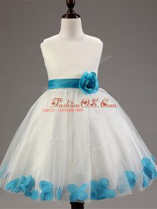 Cheap Sleeveless Appliques and Hand Made Flower Zipper Kids Pageant Dress