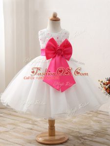 Mini Length White Little Girls Pageant Dress Organza Sleeveless Bowknot