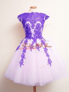 Adorable Scalloped Sleeveless Tulle Vestidos de Damas Appliques Lace Up