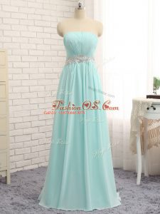 Edgy Appliques and Ruching Quinceanera Court Dresses Apple Green Zipper Sleeveless Floor Length
