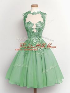 Attractive Knee Length A-line Sleeveless Apple Green Wedding Guest Dresses Lace Up