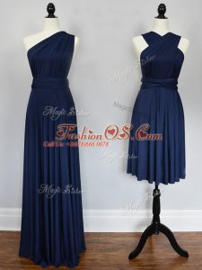 Halter Top Sleeveless Lace Up Dama Dress Navy Blue Chiffon