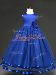 Floor Length Ball Gowns Sleeveless Royal Blue Little Girl Pageant Dress Zipper