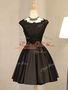 Free and Easy Black Scoop Zipper Lace and Appliques Prom Gown Sleeveless