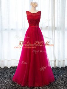 Fuchsia Sleeveless Tulle Lace Up Homecoming Dresses for Prom and Military Ball and Wedding Party