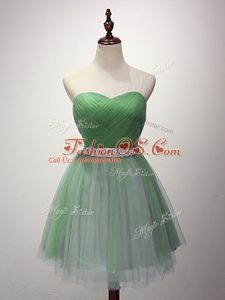 Dazzling Sleeveless Beading and Ruching Mini Length Bridesmaid Gown