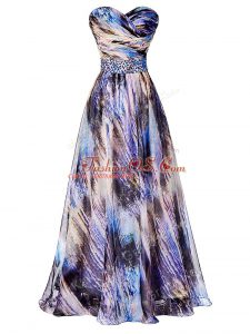 Glittering Multi-color Sweetheart Side Zipper Beading and Ruching Custom Made Sleeveless