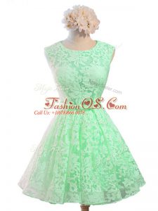 Apple Green Scoop Lace Up Belt Bridesmaid Dresses Sleeveless