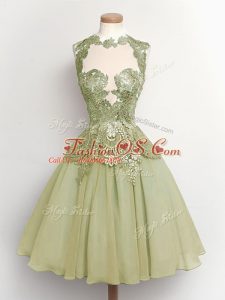 High-neck Sleeveless Chiffon Dama Dress Lace Lace Up