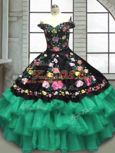 Elegant Off The Shoulder Sleeveless Lace Up Sweet 16 Quinceanera Dress Multi-color Organza and Taffeta