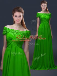 Captivating Off The Shoulder Lace Up Appliques Mother Of The Bride Dress Short Sleeves