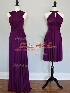 Beautiful Halter Top Sleeveless Chiffon Damas Dress Ruching Lace Up