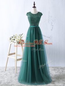 Traditional Green Sleeveless Beading Zipper Juniors Evening Dress
