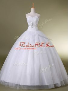 Best Selling Floor Length White Bridal Gown Sweetheart Sleeveless Lace Up