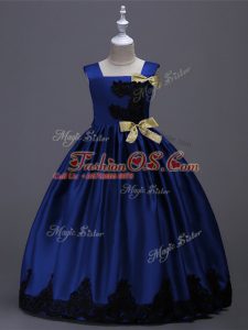 Royal Blue Sleeveless Taffeta Zipper Little Girls Pageant Gowns for Wedding Party