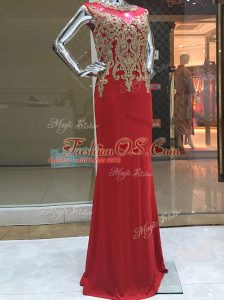 Floor Length Column/Sheath Sleeveless Red Prom Evening Gown Zipper