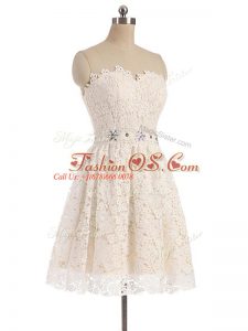 Enchanting Mini Length Champagne Cocktail Dresses Sweetheart Sleeveless Zipper