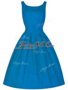 Simple A-line Wedding Guest Dresses Blue Scoop Taffeta Sleeveless Knee Length Zipper