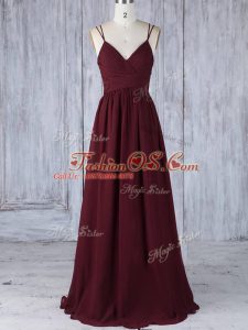 Best Straps Sleeveless Chiffon Bridesmaid Dresses Appliques Zipper