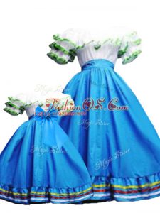 Classical Floor Length Ball Gowns Sleeveless Baby Blue Quinceanera Gowns Lace Up