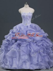 Custom Design Floor Length Lavender Vestidos de Quinceanera Sweetheart Sleeveless Lace Up