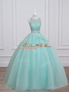 Sleeveless Lace Up Floor Length Beading Ball Gown Prom Dress