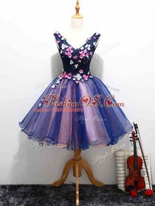 Superior Lace and Appliques and Hand Made Flower Ball Gown Prom Dress Multi-color Lace Up Sleeveless Mini Length