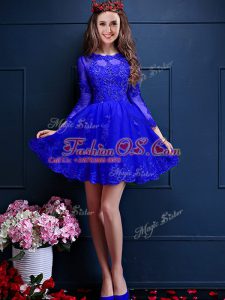 High Quality 3 4 Length Sleeve Lace Up Mini Length Beading and Lace and Appliques Damas Dress