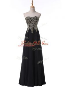 Black Sleeveless Chiffon Side Zipper Evening Dresses for Prom and Military Ball and Beach