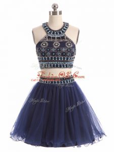 Sleeveless Zipper Mini Length Beading Club Wear