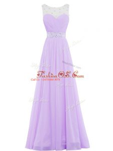 Sweet Chiffon Scoop Sleeveless Zipper Beading in Lavender